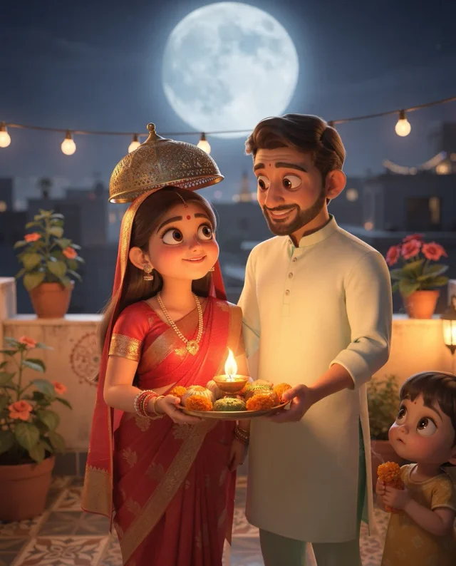 Why Does Mum Look at the Moon on Karva Chauth?