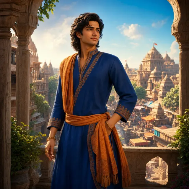 An imagined portrait of Rajavahana, the leading prince in Dashakumaracharita