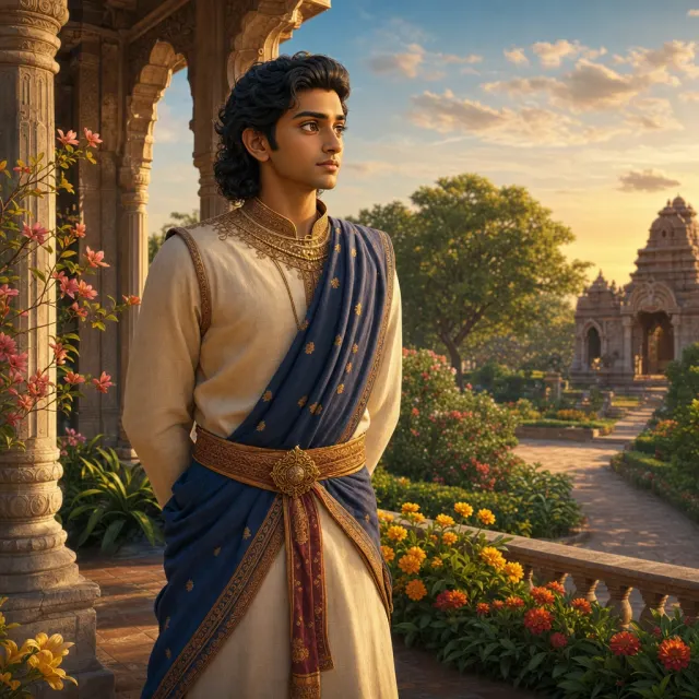 An imagined portrait of Prince Jivaka at a Tamil palace